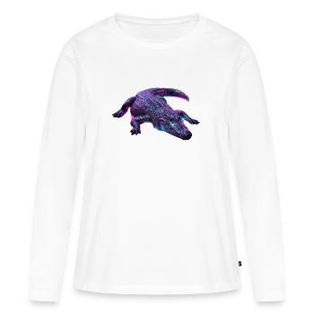 Neon-Krokodil-Aurora - Frauen Premium Bio Langarmshirt - Weiß - Vorne - Julia (174cm)