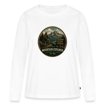 Mountain Explorer Vintage-Abenteuergrafik - Frauen Premium Bio Langarmshirt - Weiß - Vorne - Julia (174cm)