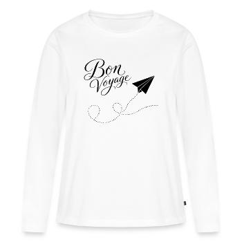 Bon Voyage gute Reise Papierzug Flugzeug France - Frauen Premium Bio Langarmshirt - Weiß - Vorne - Julia (174cm)
