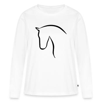 Pferd elegante Silhouette Pferdekopf - Frauen Premium Bio Langarmshirt - Weiß - Vorne - Julia (174cm)