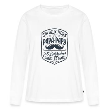 Two titles Papa and Grandpa Father's Day - Women's Premium Organic Long Sleeve Shirt - white - Front - Julia (174cm)