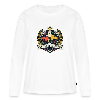 Une équipe, un battement, un but, esprit d’équipe - T-shirt manches longues Premium bio Femme - blanc - Devant - Julia (174cm)