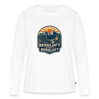 Bergluft statt Büroluft Wandern - Frauen Premium Bio Langarmshirt - Weiß - Vorne - Julia (174cm)