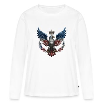 Royal US Eagle – Armoiries de la Liberté et de la Couronne - T-shirt manches longues Premium bio Femme - blanc - Devant - Julia (174cm)