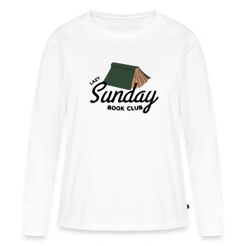 Lazy Sunday Book Club Vintage Aesthetic  - Frauen Premium Bio Langarmshirt - Weiß - Vorne - Julia (174cm)