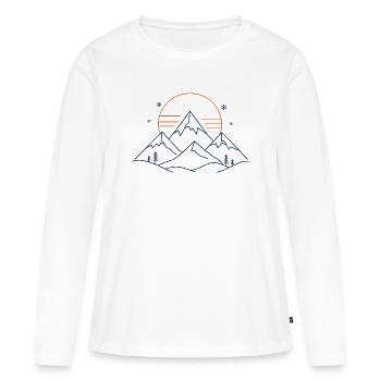 Paysage montagneux avec soleil - T-shirt manches longues Premium bio Femme - blanc - Devant - Julia (174cm)