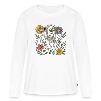 Pterodactylus Skelett mit Blumen - Frauen Premium Bio Langarmshirt - Weiß - Vorne - Julia (174cm)