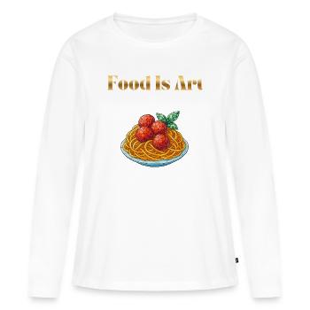 Food Is Art ... Spaghetti mit Fleischbällchen - Frauen Premium Bio Langarmshirt - Weiß - Vorne - Julia (174cm)