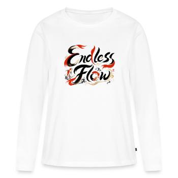 Endless Flow | Japanische Zen Kunst - Frauen Premium Bio Langarmshirt - Weiß - Vorne - Julia (174cm)