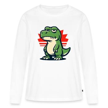 Chillig Dinosaur Mood Grumpy - Frauen Premium Bio Langarmshirt - Weiß - Vorne - Julia (174cm)