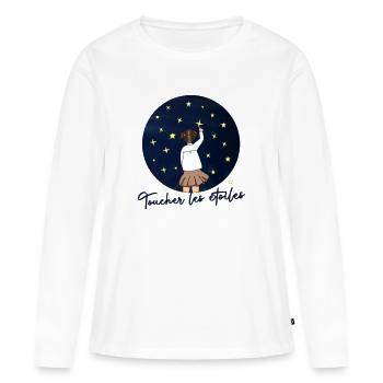 Toucher les etoiles - Citation Inspiration Reve - T-shirt manches longues Premium bio Femme - blanc - Devant - Julia (174cm)