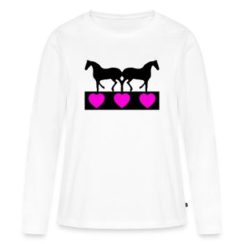 Chevaux - T-shirt manches longues Premium bio Femme - blanc - Devant - Julia (174cm)