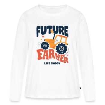 Futur fermier comme papa bébé tracteur - T-shirt manches longues Premium bio Femme - blanc - Devant - Julia (174cm)