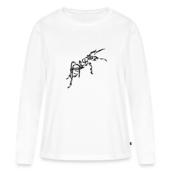 Fourmi noire – Illustration insecte - T-shirt manches longues Premium bio Femme - blanc - Devant - Julia (174cm)