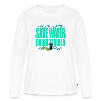 Spare Wasser, trink Tequila - Lustiges Shirt - Frauen Premium Bio Langarmshirt - Weiß - Vorne - Julia (174cm)