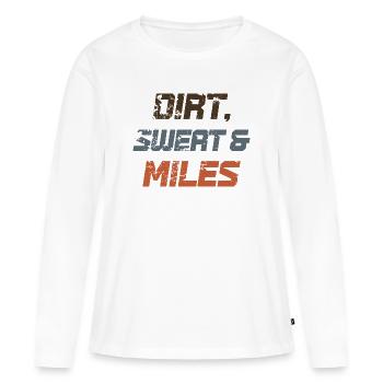 Saleté, Sueur et Kilomètres - T-shirt manches longues Premium bio Femme - blanc - Devant - Julia (174cm)