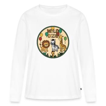 Insigne du Cercle de Joie Animal WILD ONE - T-shirt manches longues Premium bio Femme - blanc - Devant - Julia (174cm)