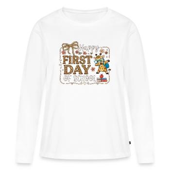 Erster Schultag Safari Giraffe - Frauen Premium Bio Langarmshirt - Weiß - Vorne - Julia (174cm)