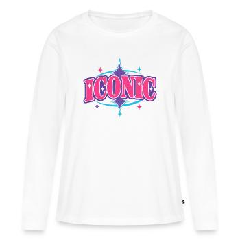 Iconic – Chunky Y2K Retro Serif Statement Vektor - Frauen Premium Bio Langarmshirt - Weiß - Vorne - Julia (174cm)