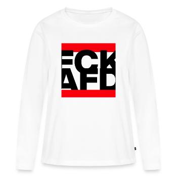 FCK AFD, NIE WIEDER IST JETZT, PAS DE NZS, PAS D’AFD - T-shirt manches longues Premium bio Femme - blanc - Devant - Julia (174cm)