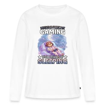 Weekend Gaming Schlafmodus Faultier - Frauen Premium Bio Langarmshirt - Weiß - Vorne - Julia (174cm)