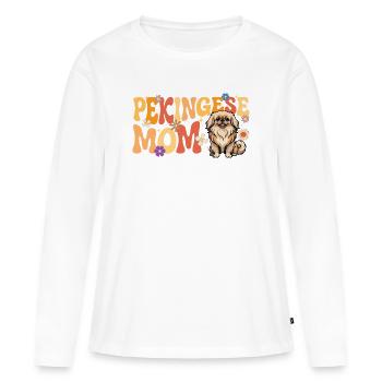 Maman pékinoise - Maman chien Peke Chien de compagnie Lion Chien - T-shirt manches longues Premium bio Femme - blanc - Devant - Julia (174cm)