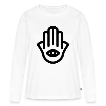 hand of Fatma Hamsa - Women's Premium Organic Long Sleeve Shirt - white - Front - Julia (174cm)