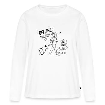 Offline Abenteuer Wanderin Pfadzeichen - Frauen Premium Bio Langarmshirt - Weiß - Vorne - Julia (174cm)