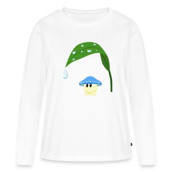 Champignon bleu - T-shirt manches longues Premium bio Femme - blanc - Devant - Julia (174cm)