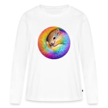 Regenbogen-Eichhörnchen - Frauen Premium Bio Langarmshirt - Weiß - Vorne - Julia (174cm)