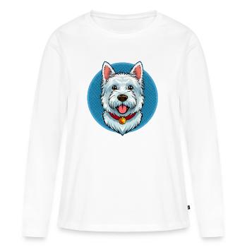 West Highland Terrier (Comic-Porträt) - Frauen Premium Bio Langarmshirt - Weiß - Vorne - Julia (174cm)