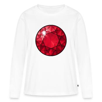 Facettierter Rubin Kreis - Frauen Premium Bio Langarmshirt - Weiß - Vorne - Julia (174cm)
