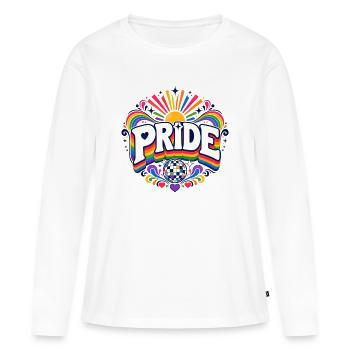Tenue de discours Pride Rainbow Disco CSD - T-shirt manches longues Premium bio Femme - blanc - Devant - Julia (174cm)