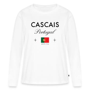 Cascais Portugal Koordinaten Reise Souvenir - Frauen Premium Bio Langarmshirt - Weiß - Vorne - Julia (174cm)