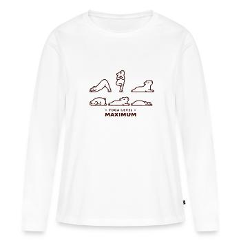 Niveaux de yoga : poses maximales de capybara - T-shirt manches longues Premium bio Femme - blanc - Devant - Julia (174cm)
