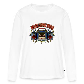 Boombox rétro Make Some Noise - T-shirt manches longues Premium bio Femme - blanc - Devant - Julia (174cm)