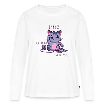 Ich ignoriere dich nicht, ich ziehe den Stecker aus - Frauen Premium Bio Langarmshirt - Weiß - Vorne - Julia (174cm)