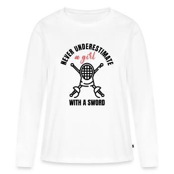 Fechtmädchen-Power - Frauen Premium Bio Langarmshirt - Weiß - Vorne - Julia (174cm)