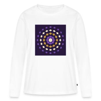 Goldlila Mandala auf dem Nacht-Hintergrund - Frauen Premium Bio Langarmshirt - Weiß - Vorne - Julia (174cm)