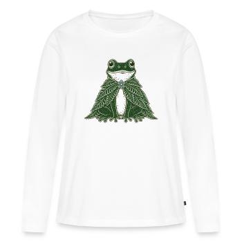 Farnumhangfrosch Cottagecore Volkskunst - Frauen Premium Bio Langarmshirt - Weiß - Vorne - Julia (174cm)