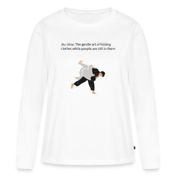 Projection et prise de judo - T-shirt manches longues Premium bio Femme - blanc - Devant - Julia (174cm)