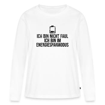 Energiesparmodus An Shirt | Lustiges Geschenk - Frauen Premium Bio Langarmshirt - Weiß - Vorne - Julia (174cm)