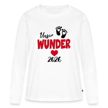 Unser Wunder 2026 Babysprüche Herz Klein - Frauen Premium Bio Langarmshirt - Weiß - Vorne - Julia (174cm)
