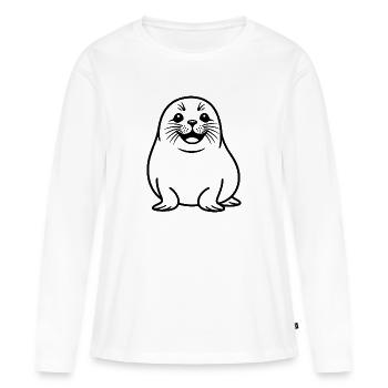 Süße Robbe Linienzeichnung - Frauen Premium Bio Langarmshirt - Weiß - Vorne - Julia (174cm)