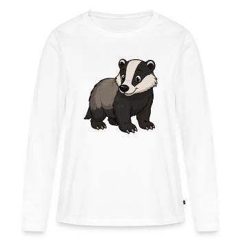 Mascotte blaireau câlin - T-shirt manches longues Premium bio Femme - blanc - Devant - Julia (174cm)
