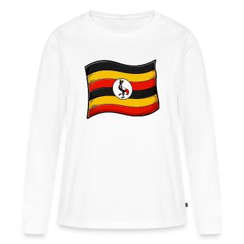 Uganda flag art with crane - Women's Premium Organic Long Sleeve Shirt - white - Front - Julia (174cm)