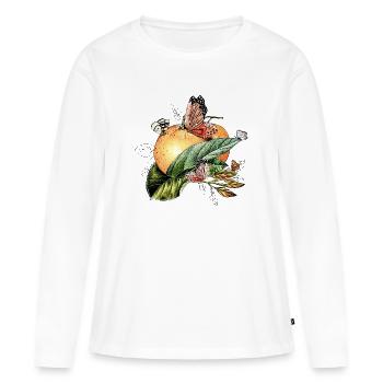 Schmetterlinge auf einer Orange - Frauen Premium Bio Langarmshirt - Weiß - Vorne - Julia (174cm)