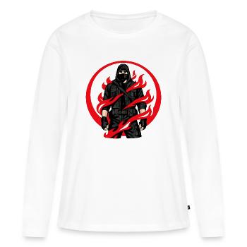 Cercle Ninja des Flammes - T-shirt manches longues Premium bio Femme - blanc - Devant - Julia (174cm)