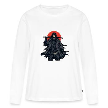 Dunkler Umhang Kämpfer mit Schlagstock - Frauen Premium Bio Langarmshirt - Weiß - Vorne - Julia (174cm)