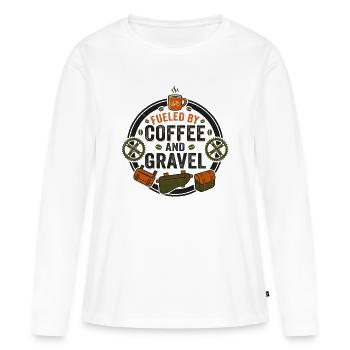 Alimenté par le café et la chemise de cyclisme en gravier - T-shirt manches longues Premium bio Femme - blanc - Devant - Julia (174cm)
